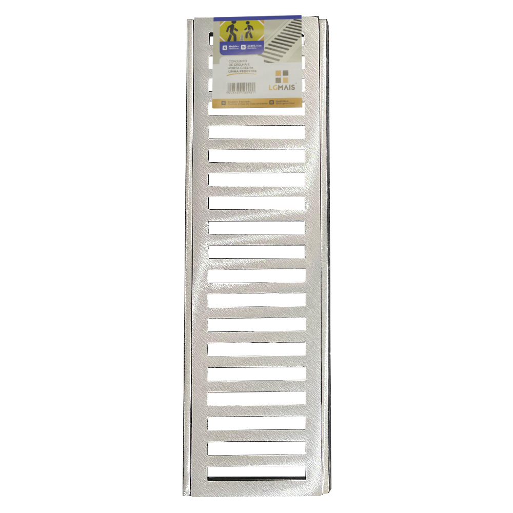 Grelha e Porta Grelha Pedestre - Escovada - LG MAIS